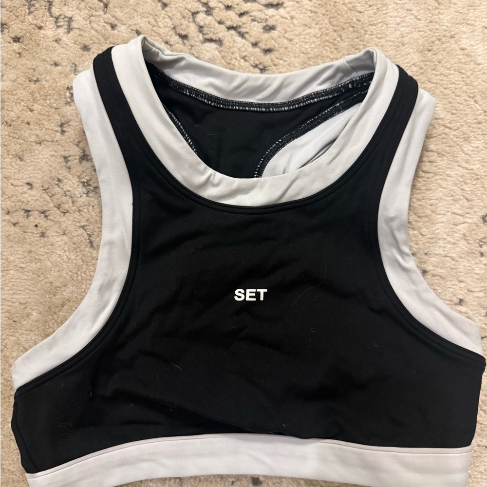 SET Active Black and Gray Sports Bra